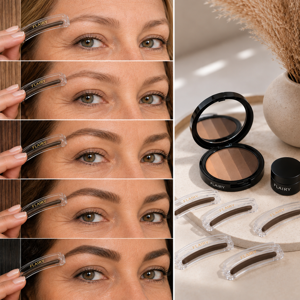 Flairy Brow Stamp Set mit Augenbrauenschablonen